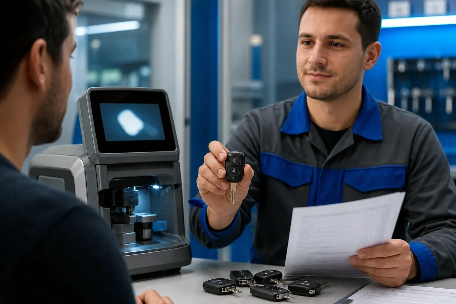 Chaveiro em Itaboraí fabricando uma chave codificada.